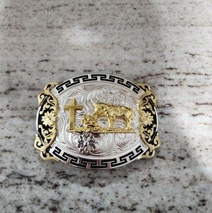 Ariat Silver and Gold Western Belt Buckle